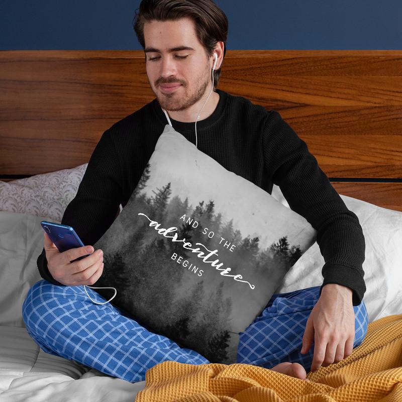 And So The Adventure Begins Morning Forest Throw Pillow By Nature Magick
