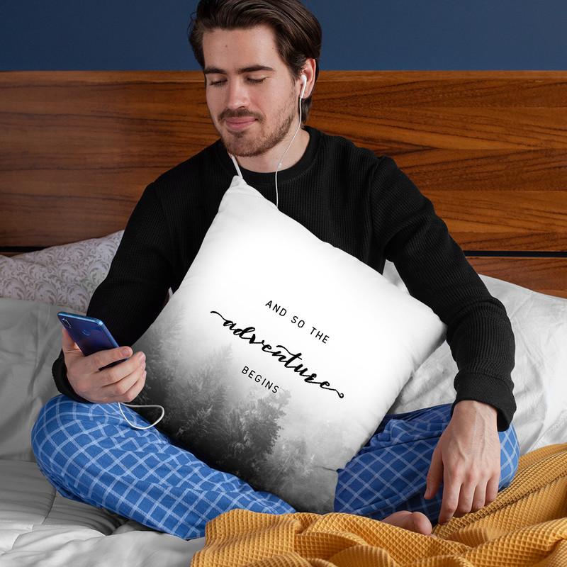 And So The Adventure Begins Misty Forest Throw Pillow By Nature Magick