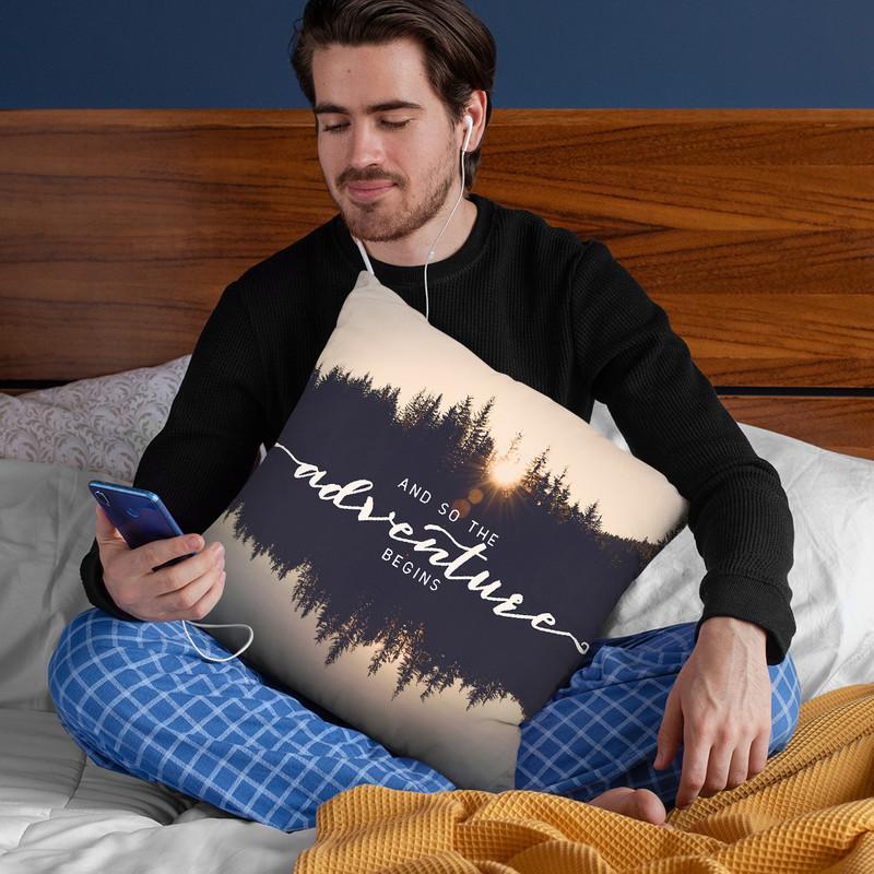And So The Adventure Begins Forest Reflection Throw Pillow By Nature Magick