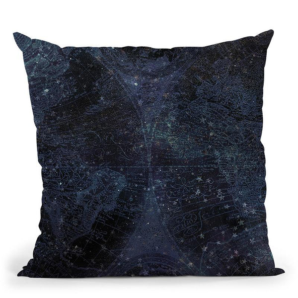 Vintage World Map Navy Blue Throw Pillow By Nature Magick