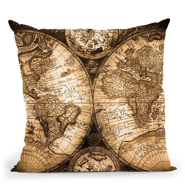 Vintage World Map Throw Pillow By Nature Magick