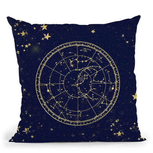 Vintage Star Map Navy And Gold Throw Pillow By Nature Magick