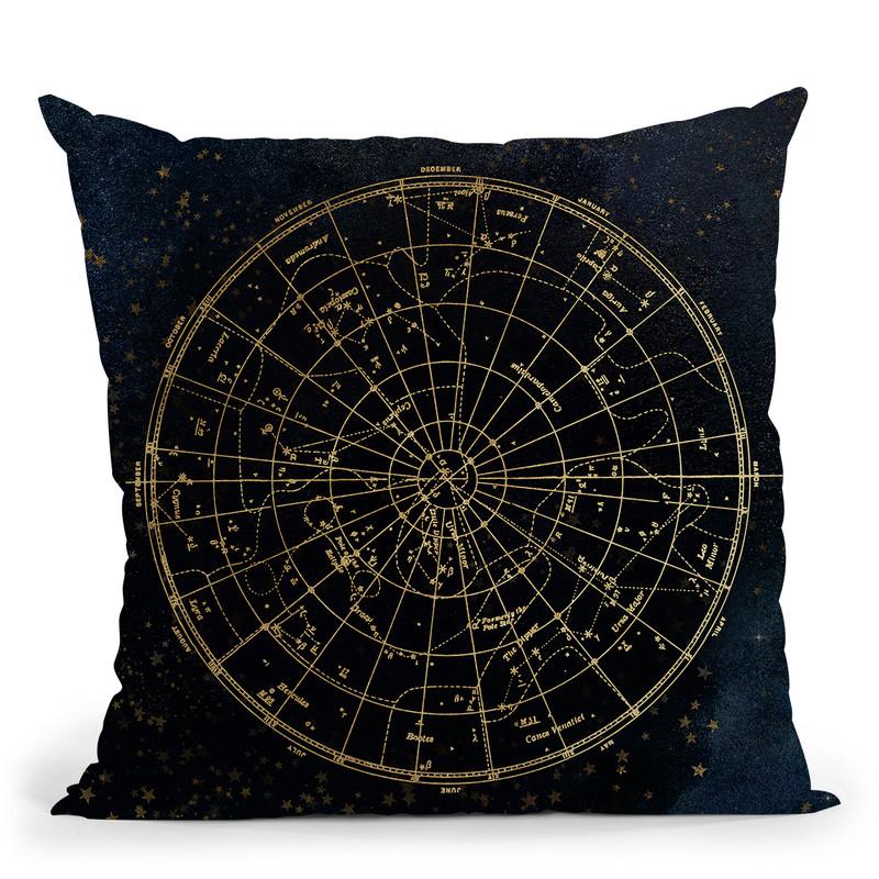 Vintage Star Map Navy And Gold Ii Throw Pillow By Nature Magick