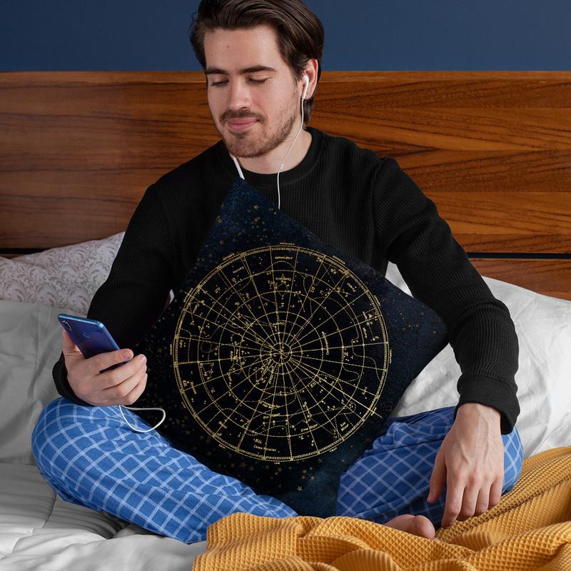 Vintage Star Map Navy And Gold Ii Throw Pillow By Nature Magick