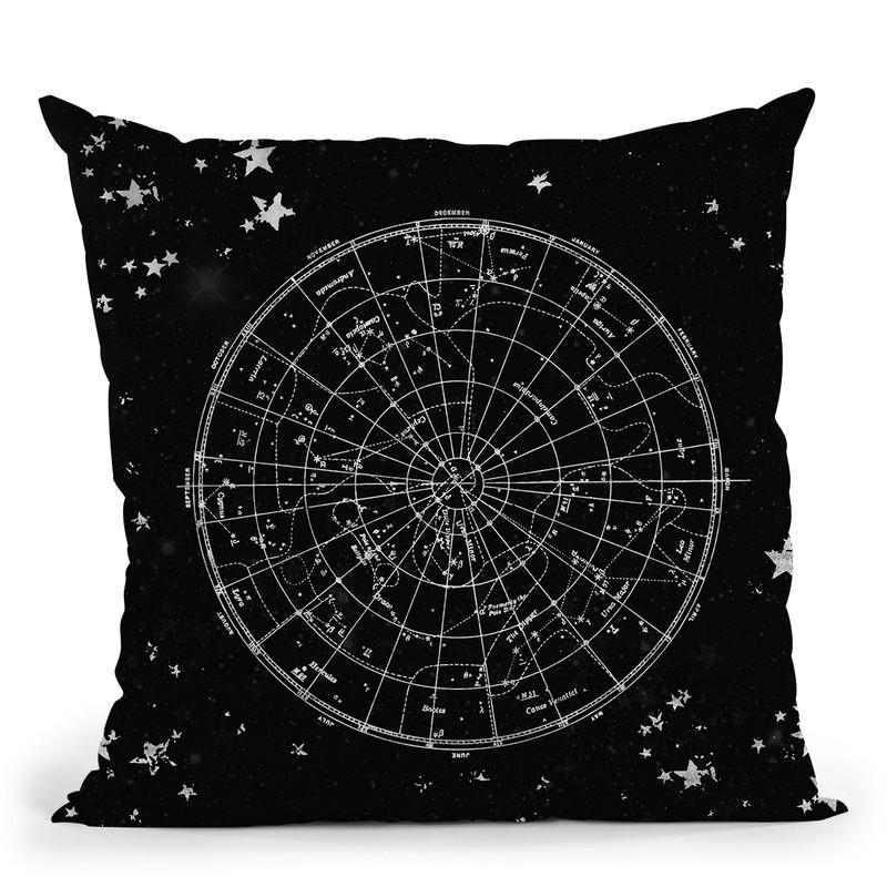 Vintage Star Map Black And Gray Ii Throw Pillow By Nature Magick