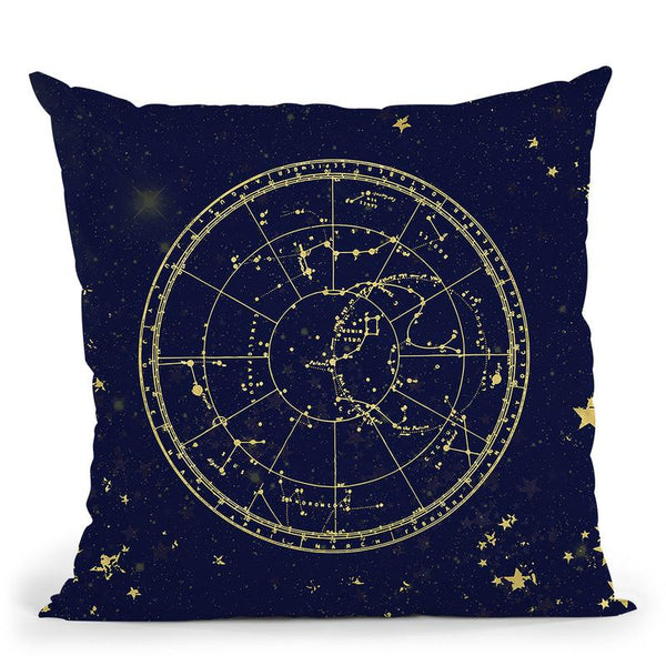 Vintage Star Map Navy And Gold Iv Throw Pillow By Nature Magick