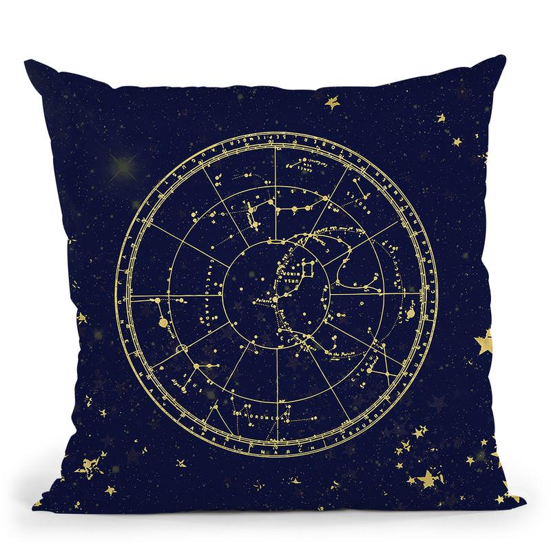 Vintage Star Map Navy And Gold Iv Throw Pillow By Nature Magick