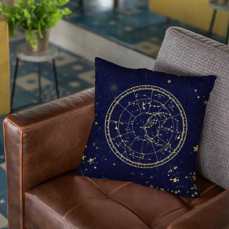 Vintage Star Map Navy And Gold Iv Throw Pillow By Nature Magick