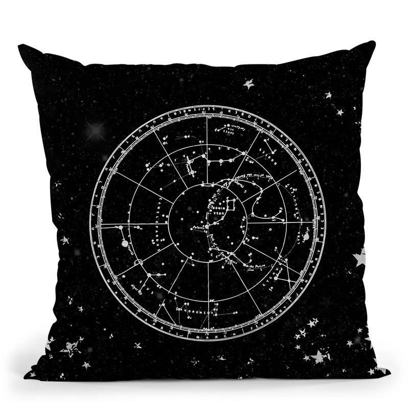 Vintage Star Map Black And Gray Iii Throw Pillow By Nature Magick