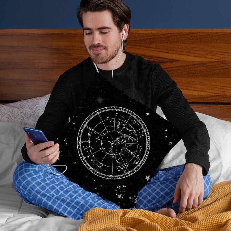 Vintage Star Map Black And Gray Iii Throw Pillow By Nature Magick