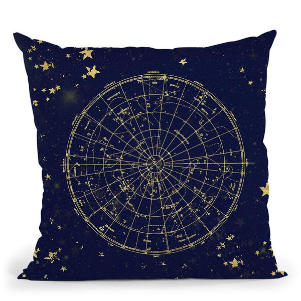 Vintage Star Map Navy And Gold V Throw Pillow By Nature Magick