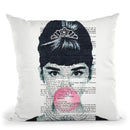 Audrey Hepburn With Bubble Gum Throw Pillow By Not Much To Say