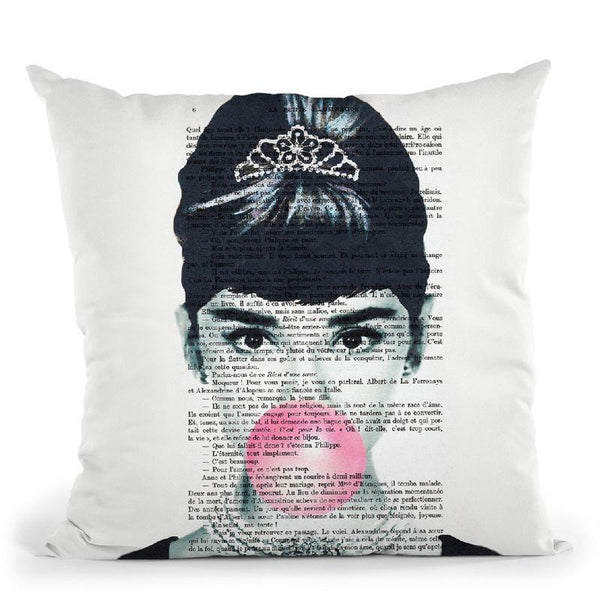 Audrey Hepburn With Bubble Gum Throw Pillow By Not Much To Say