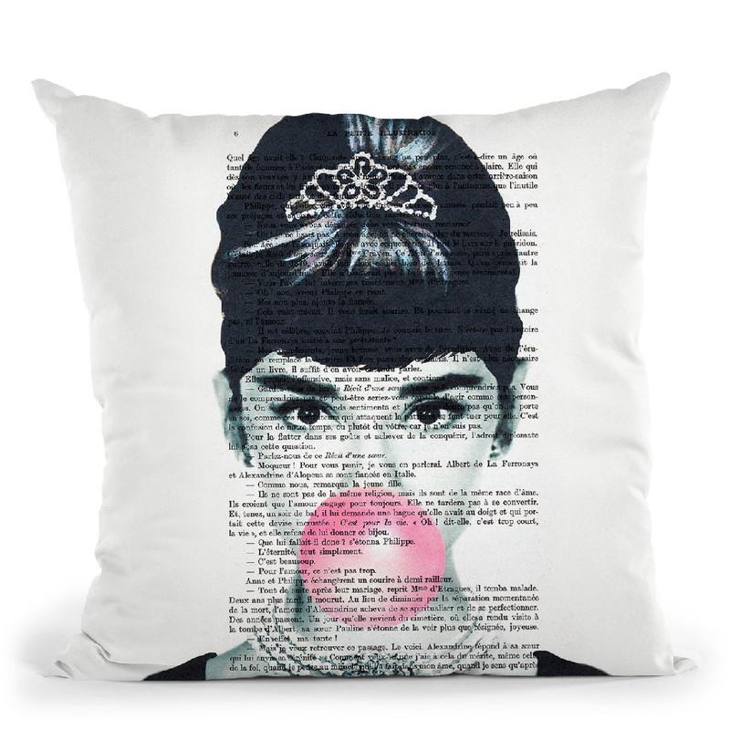 Audrey Hepburn With Bubble Gum Throw Pillow By Not Much To Say