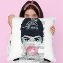 Audrey Hepburn With Bubble Gum Throw Pillow By Not Much To Say