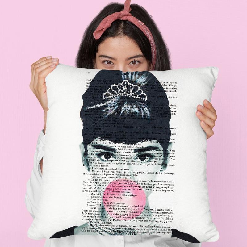Audrey Hepburn With Bubble Gum Throw Pillow By Not Much To Say