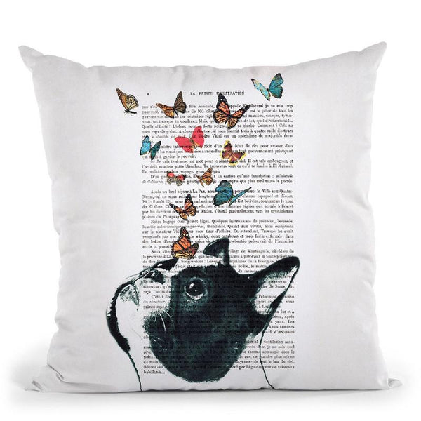 French Bulldog With Butterflies Throw Pillow By Not Much To Say