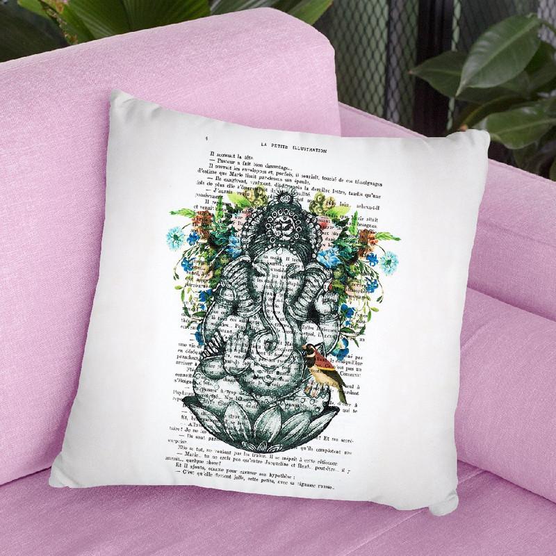 Ganesha With Bird Throw Pillow By Not Much To Say