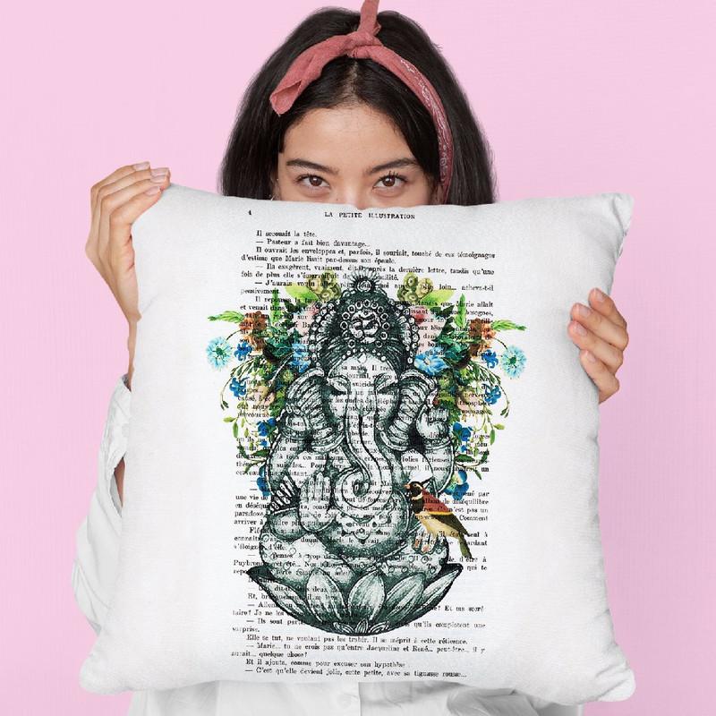 Ganesha With Bird Throw Pillow By Not Much To Say