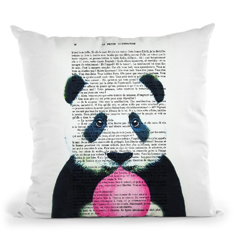 Panda With Bubble Gum Throw Pillow By Not Much To Say