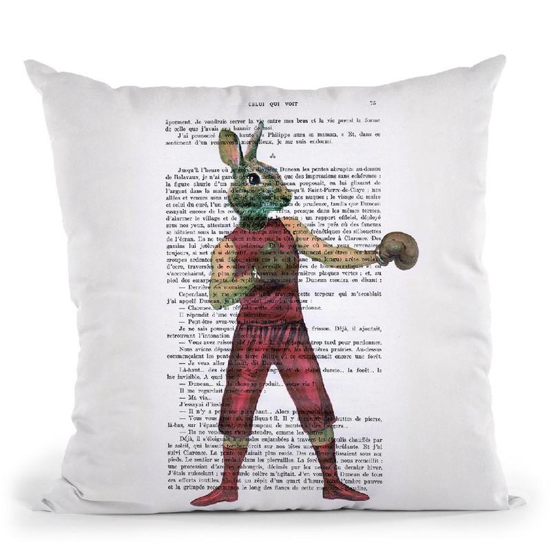 Rabbit Boxer Throw Pillow By Not Much To Say