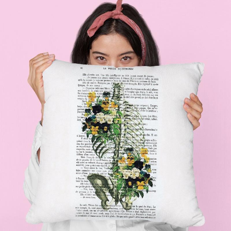 Ribcage With Flowers Ii Throw Pillow By Not Much To Say