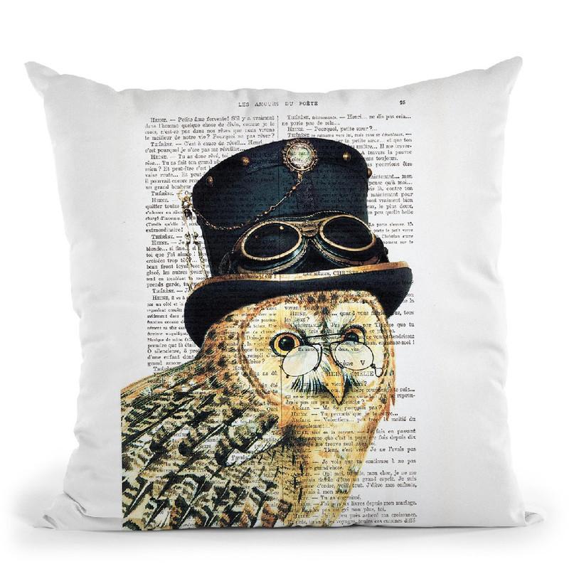 Steampunk Owl Throw Pillow By Not Much To Say