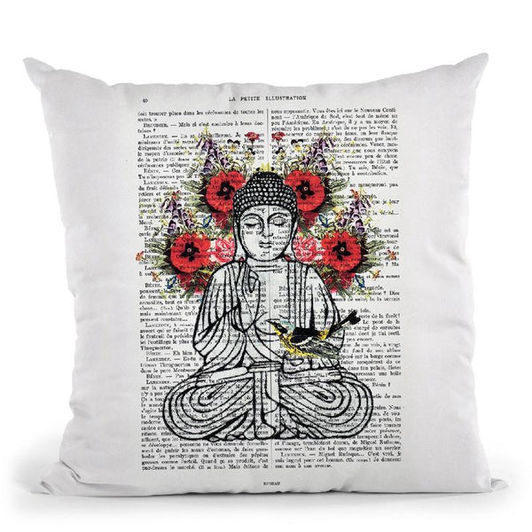 Buddha With Bird Throw Pillow By Not Much To Say