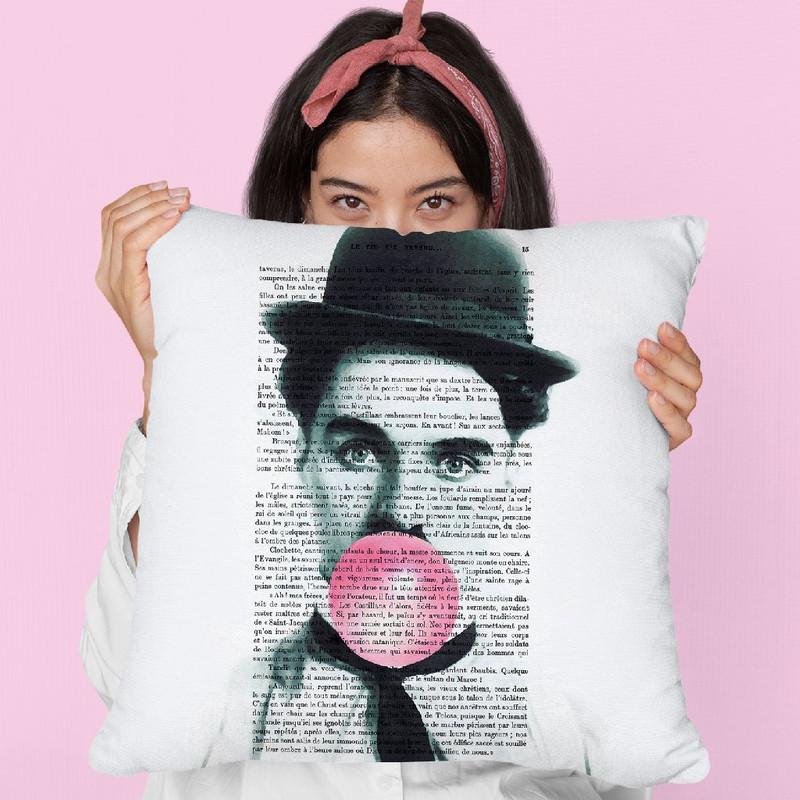 Charlie Chaplin With Bubble Gum Throw Pillow By Not Much To Say