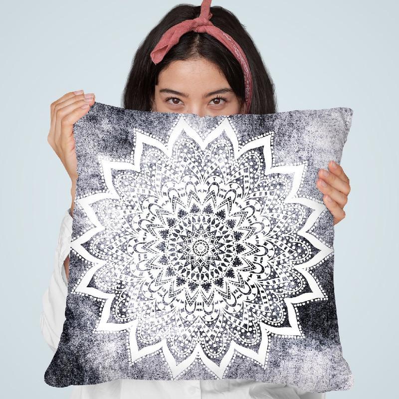 Boho White Nights Mandala Throw Pillow By Nika Martines
