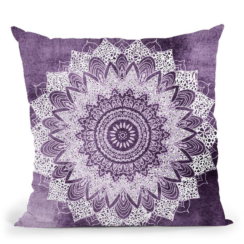 Bohochic Mandala In Ultraviolet Throw Pillow By Nika Martines