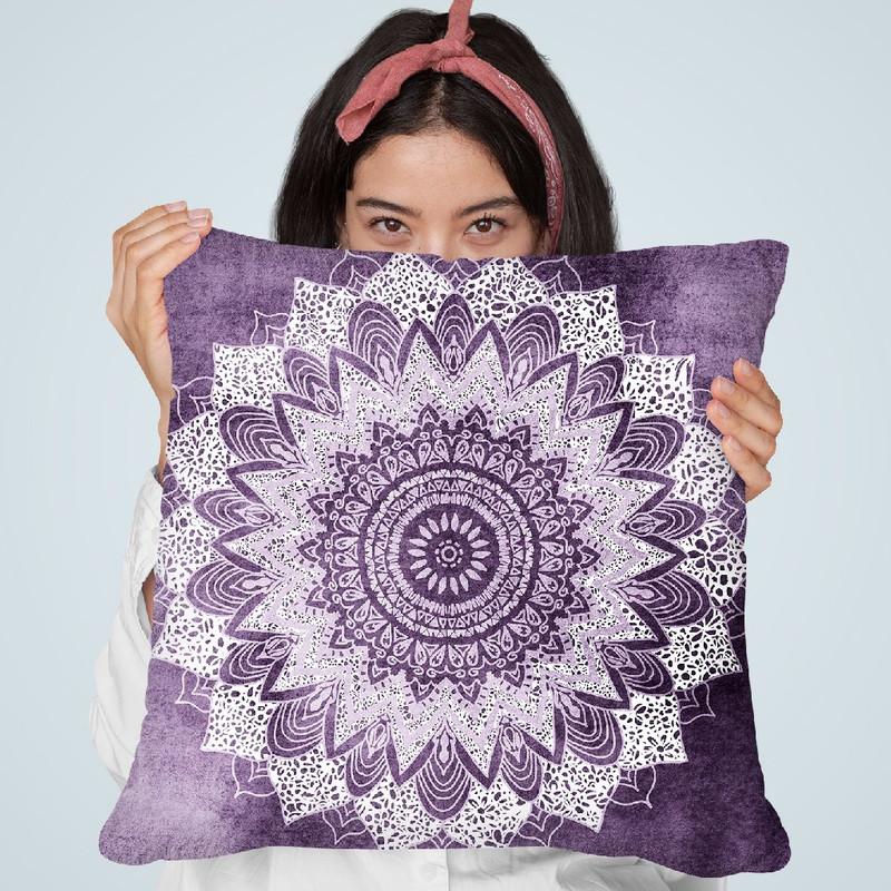 Bohochic Mandala In Ultraviolet Throw Pillow By Nika Martines