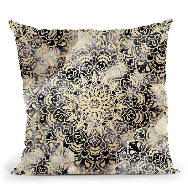 Mandala Wonderland In Gold Throw Pillow By Nika Martines