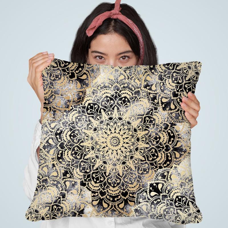 Mandala Wonderland In Gold Throw Pillow By Nika Martines