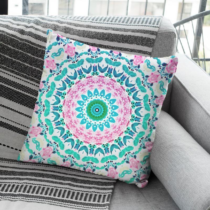 Hippie Floral Mandala Throw Pillow By Nika Martines
