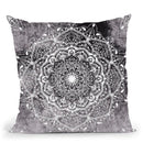 Nature Mandala Blue-Pink Throw Pillow By Nika Martines