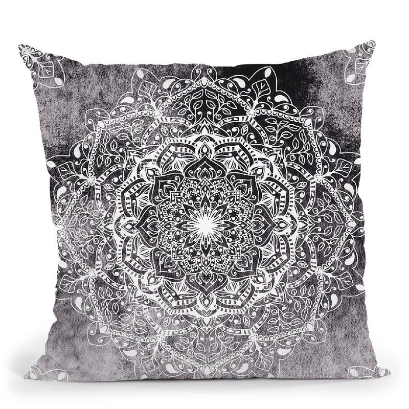Nature Mandala Blue-Pink Throw Pillow By Nika Martines