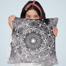 Nature Mandala Blue-Pink Throw Pillow By Nika Martines