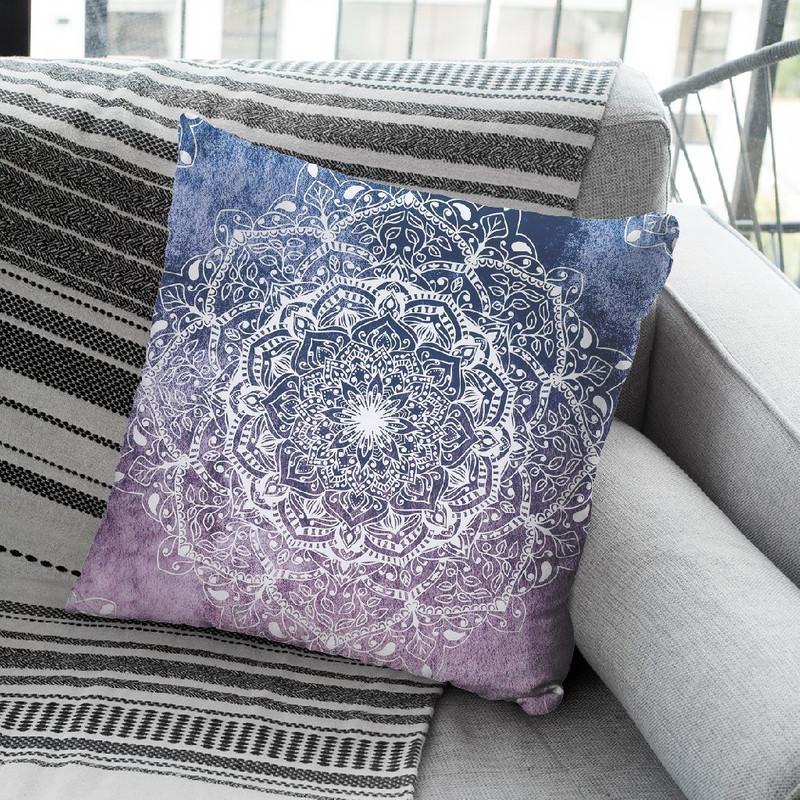 Nature Mandala Gray-Pink Throw Pillow By Nika Martines