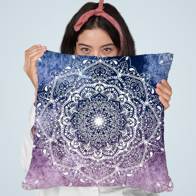 Nature Mandala Gray-Pink Throw Pillow By Nika Martines