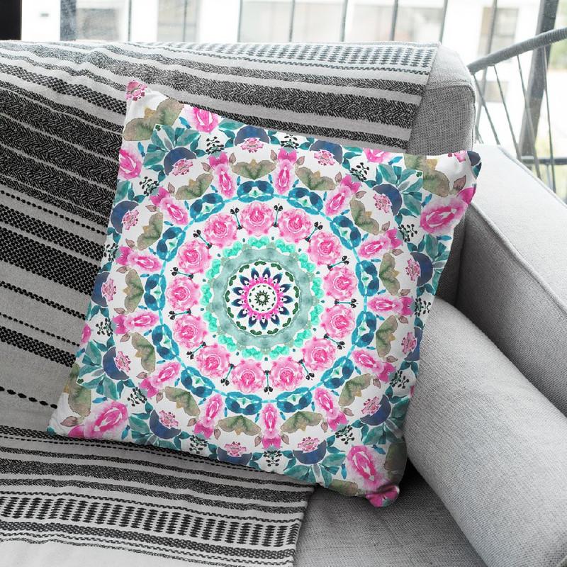 Watercolor Floral Mandala Throw Pillow By Nika Martines