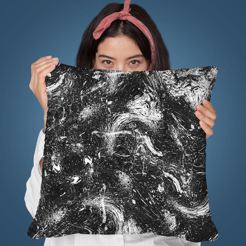 Abstract Dripping Painting Black White Throw Pillow By Ninola Design