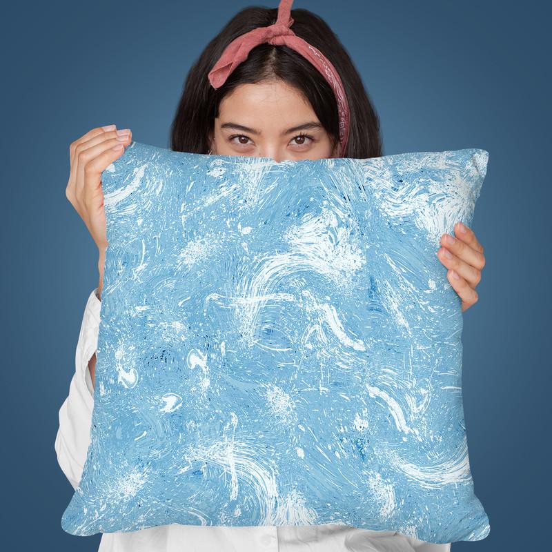 Abstract Dripping Painting Blue Throw Pillow By Ninola Design
