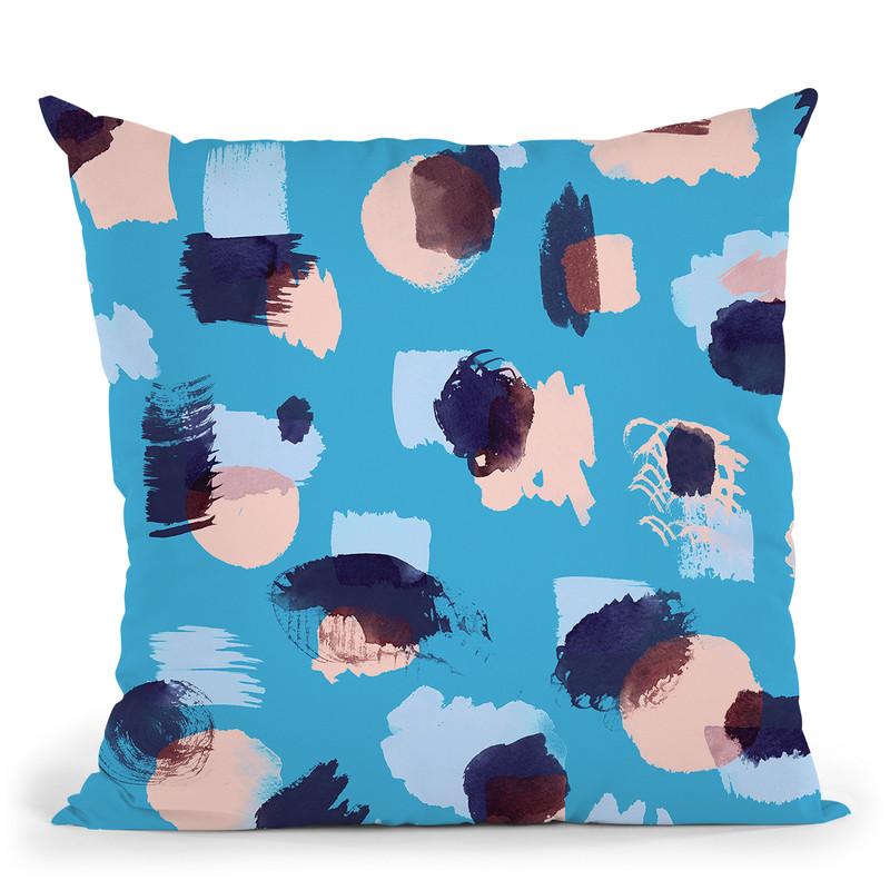 Abstract Stains Blue Throw Pillow By Ninola Design