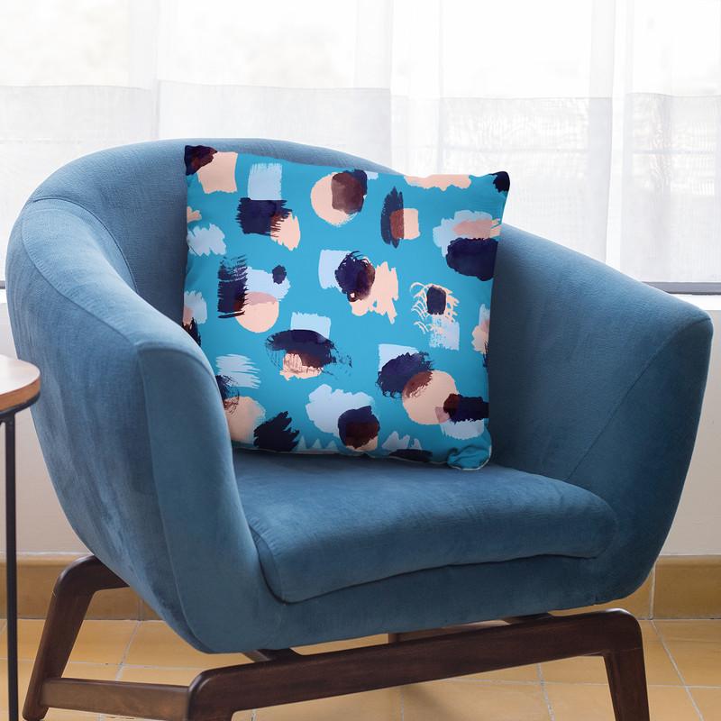 Abstract Stains Blue Throw Pillow By Ninola Design