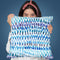 Artsy Strokes Stripes Blue Throw Pillow By Ninola Design