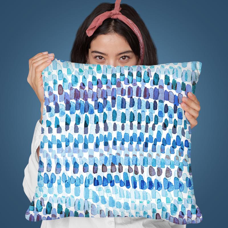 Artsy Strokes Stripes Blue Throw Pillow By Ninola Design