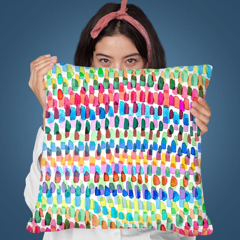 Artsy Strokes Stripes Colorful Throw Pillow By Ninola Design