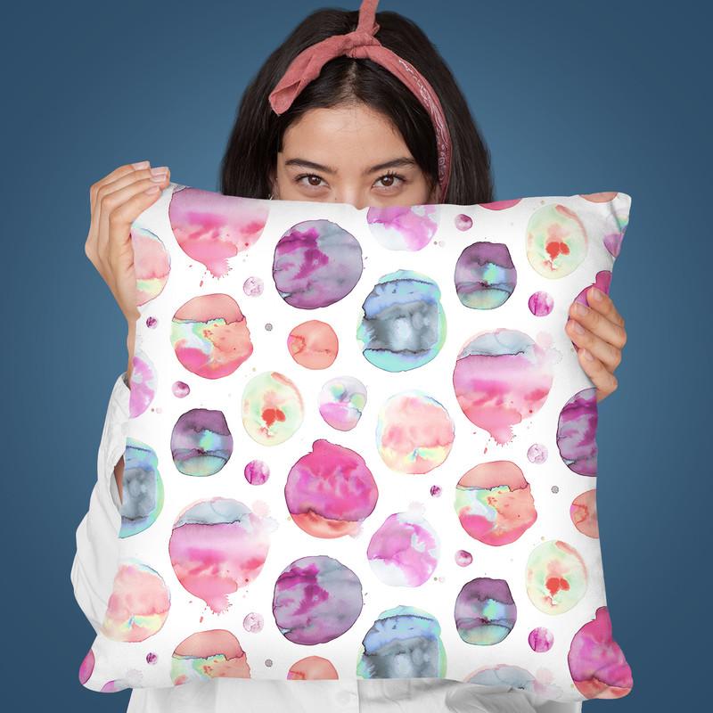 Big Watery Dots Throw Pillow By Ninola Design