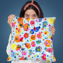 Bohemian Naive Flowers Blue Throw Pillow By Ninola Design
